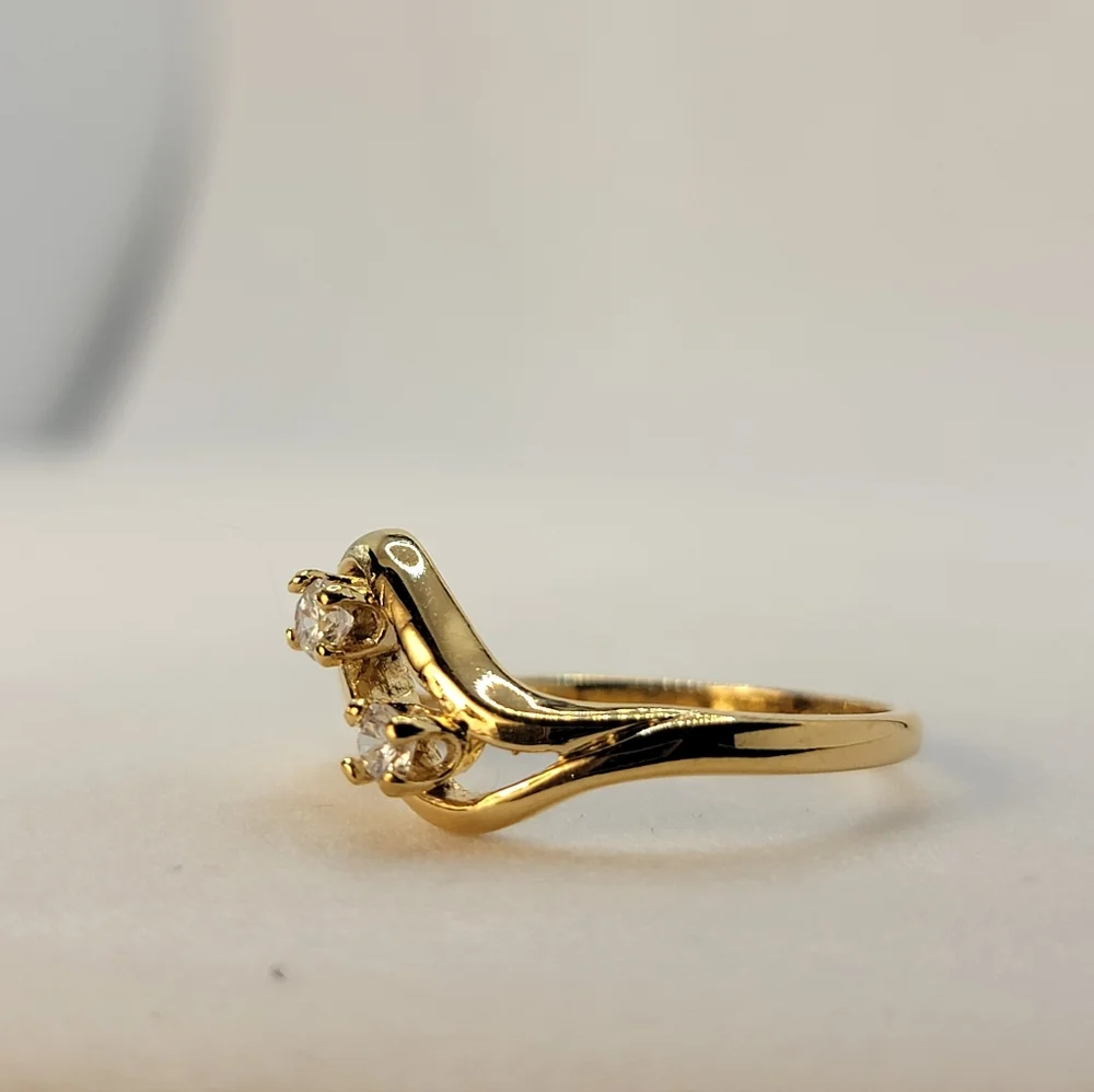 Vintage Ring Signed COP 92 Gold Plated CZ Diamonds Size 9 Castings on Parade